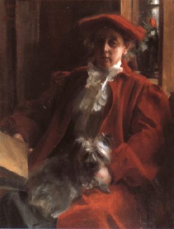 Anders Zorn Emma Zorn and Mouche the Dog oil painting image